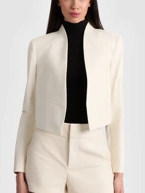 Alice + Olivia Harvey Real Leather Cream Jacket